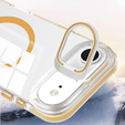 Husă pentru iPhone Air, pentru MagSafe, cu suport, transparentă cu inserții aurii