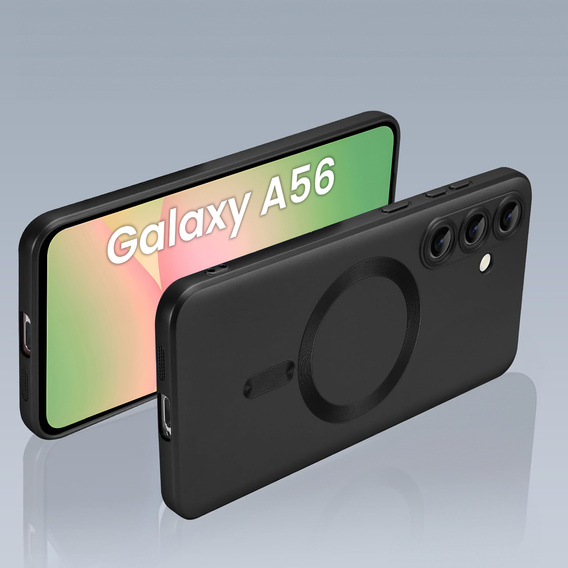 Carcasă pentru Samsung Galaxy A56, ColorMag, pentru MagSafe, negru + sticlă călită 9H
