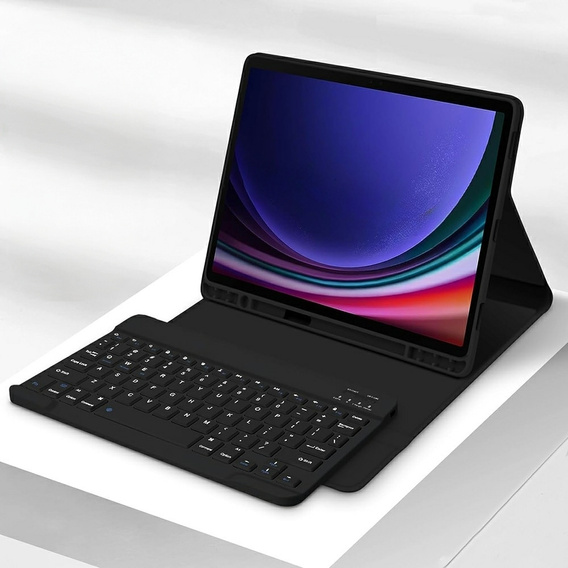 Carcasă + tastatură Samsung Galaxy Tab S9 FE, Leather Pen Slot, negru