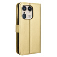 Cu clapetă pentru Motorola Edge 50 Ultra, Crazy Horse Wallet, de aur