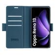 Husă pentru Oppo Reno 13, ERBORD Glossy Litchi, portofel cu clapetă, albastru