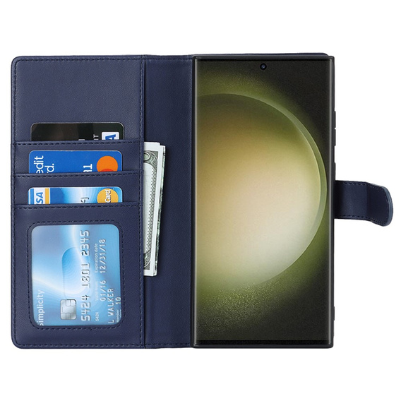 Husă cu clapetă pentru Samsung Galaxy S23 Ultra, portofel, pentru MagSafe, albastru închis