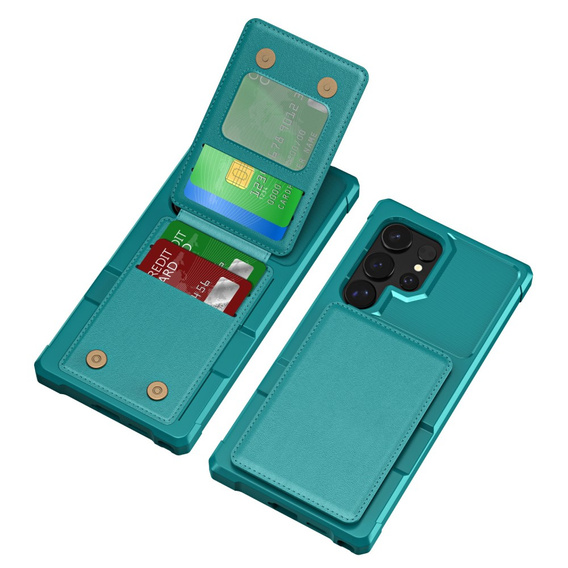 Husa pentru Samsung Galaxy S25 Ultra, Card Holder Kickstand, verde