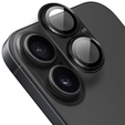 Geam de cameră pentru iPhone 16 / 16 Plus, suprapunere din metal negru ERBORD