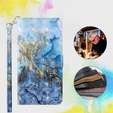 Cu clapetă pentru Oppo A17, Wallet, Marble albastru