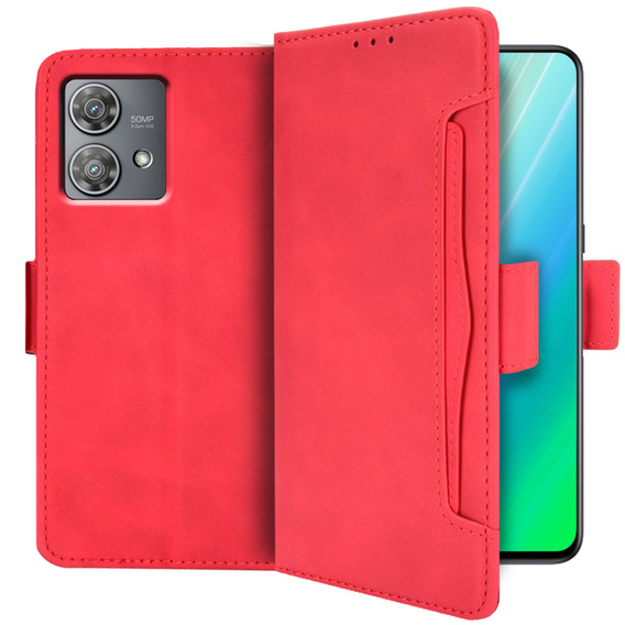 Cu clapetă pentru Motorola Edge 40 Neo, Card Slot, roșu