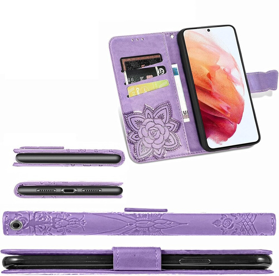 Cu clapetă pentru Oppo Reno 12 Pro, Butterfly, violet