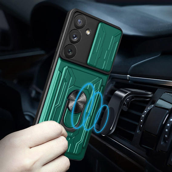 Husă blindată pentru Samsung Galaxy A54 5G, Camera Slide Card Slot, verde