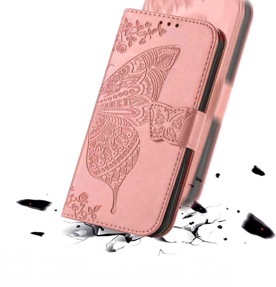 Cu clapetă pentru Honor 400 Lite, Butterfly, roz rose gold