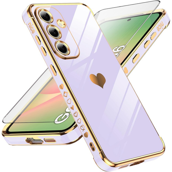 Carcasa pentru Samsung Galaxy A56, Electro heart, violet + sticlă 9H