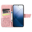 Cu clapetă pentru Xiaomi 14T, Butterfly, roz rose gold