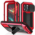 Husă pentru iPhone 15 Pro Max, R-JUST CamShield Slide, armată, roșu / negru