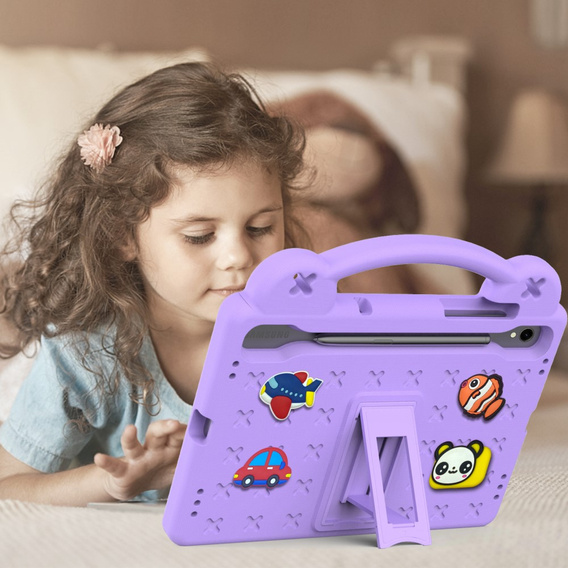 Husă pentru copii pentru Samsung Galaxy Tab S7/S8/S9, Cute Patterns, cu suport, violet