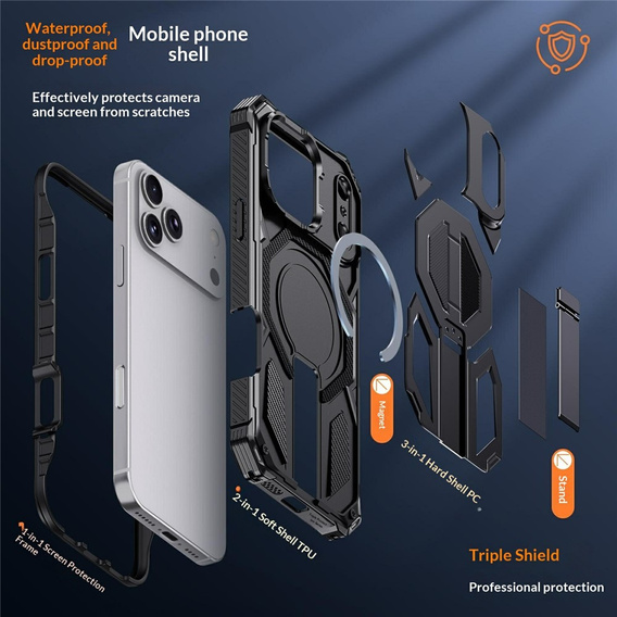 Husă de protecție compatibilă cu MagSafe, cu suport pentru iPhone 17 Pro Max