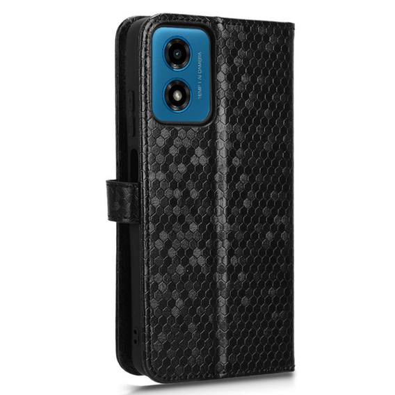 Husa cu clapetă pentru Motorola Moto G24 / G24 Power / G04, Wallet Rhombus, negru