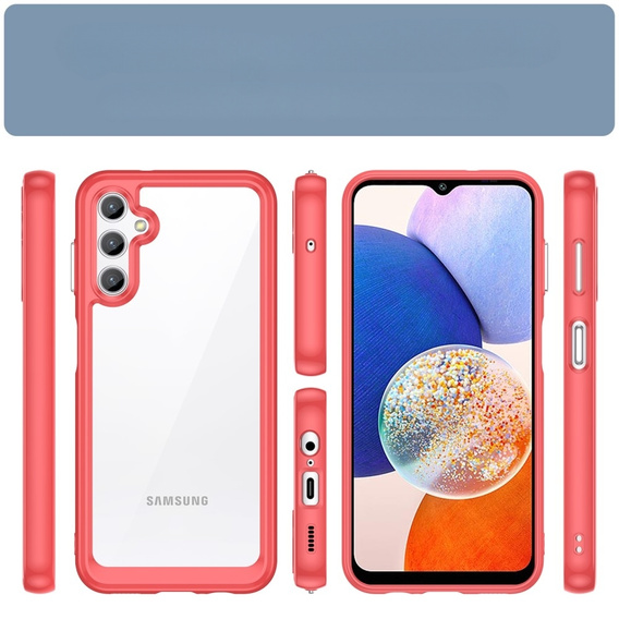 Huse pentru Samsung Galaxy A14 4G/5G, Fusion Hybrid, transparent / roșu
