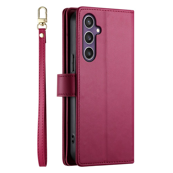 Cu clapetă pentru Samsung Galaxy S25, Wallet Zipper Pocket, roșu