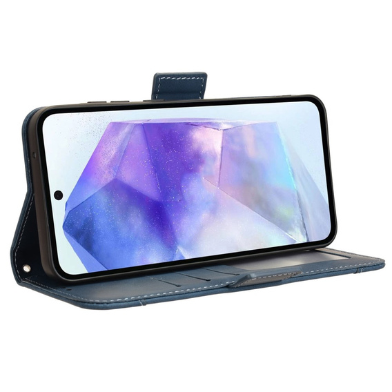 Cu clapetă pentru Samsung Galaxy A55 5G, Card Slot, albastru
