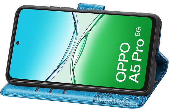 Cu clapetă pentru Oppo A5 Pro 5G, Butterfly, albastru