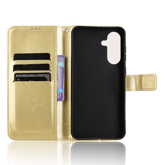 Cu clapetă pentru Samsung Galaxy A56, Crazy Horse Wallet, de aur