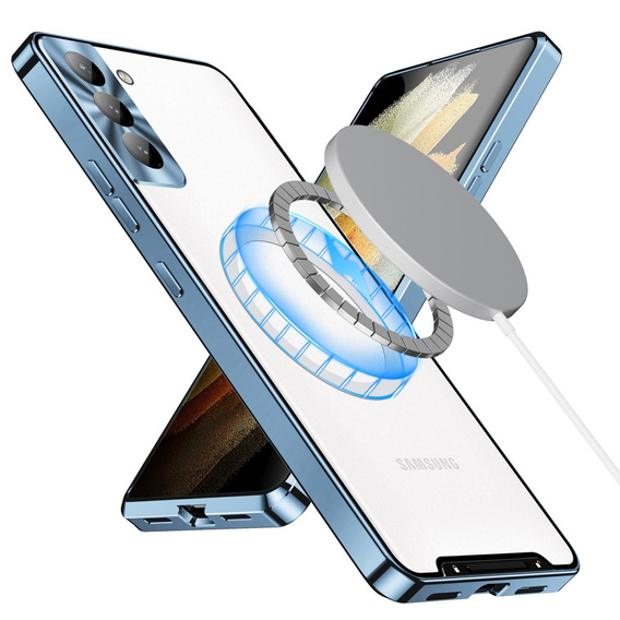 Carcasă de protecție pentru camera foto pentru Samsung Galaxy S21 FE 5G, CamShield MagSafe, transparent / albastru