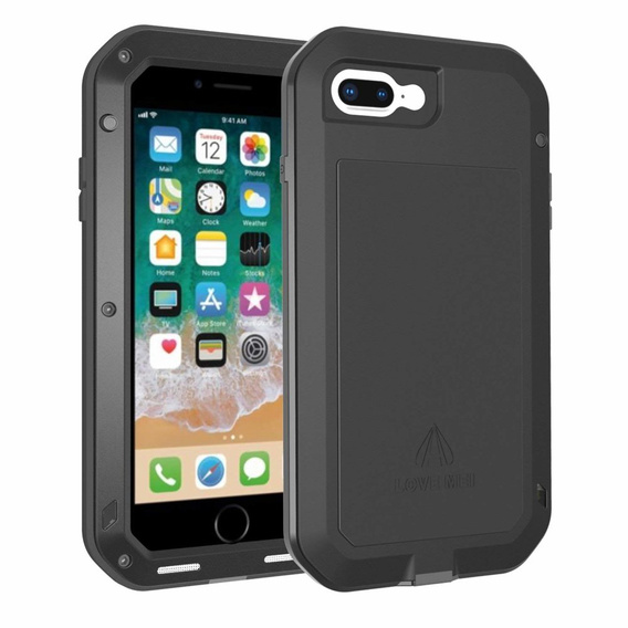 Love Mei Huse pentru iPhone 8 Plus / 7 Plus, armored with glass, negru