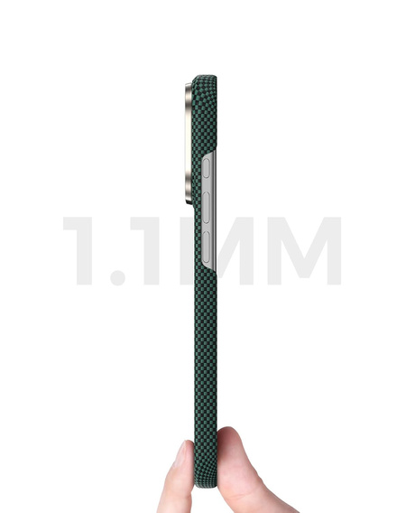 Husă BENKS din Kevlar pentru iPhone 17 Pro Max, Magnetic Armour Tint 1000D 0070, pentru MagSafe, buton activ – verde