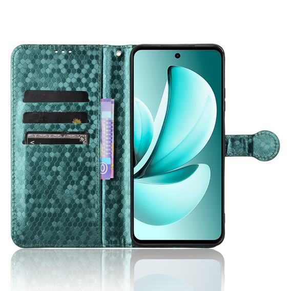 Husa cu clapetă pentru Realme C71, Wallet Rhombus, verde