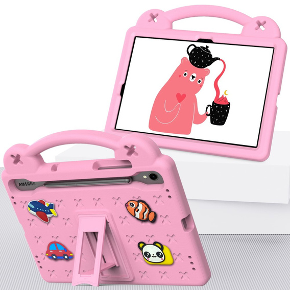 Husă pentru copii pentru Samsung Galaxy Tab S7/S8/S9, Cute Patterns, cu suport, roz