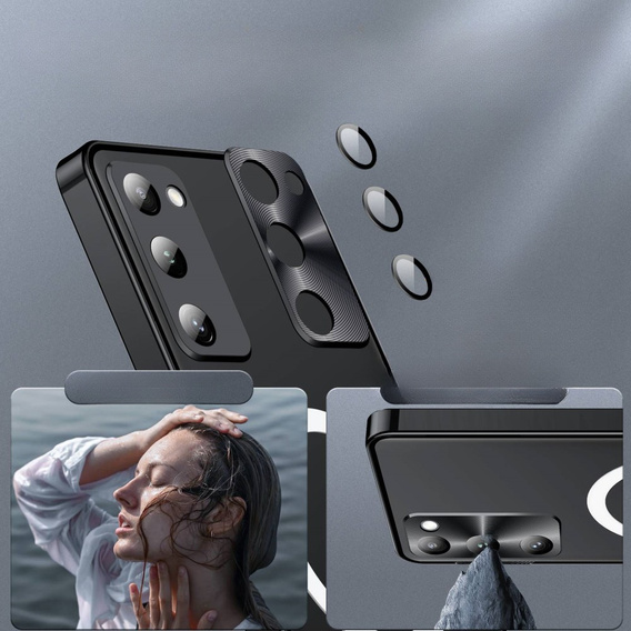 Carcasă de protecție pentru camera foto pentru Samsung Galaxy S20 FE, CamShield MagSafe, transparent / negru