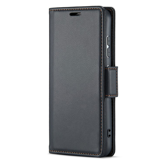 Husă pentru Xiaomi Redmi Note 13 Pro 4G / Xiaomi Redmi Note 14S / Xiaomi Poco M6 Pro 4G, ERBORD Glossy Litchi, portofel cu clapetă, negru