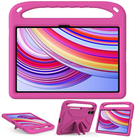 Husă pentru copii pentru Xiaomi Redmi Pad Pro / Xiaomi Poco Pad, cu mâner, roz