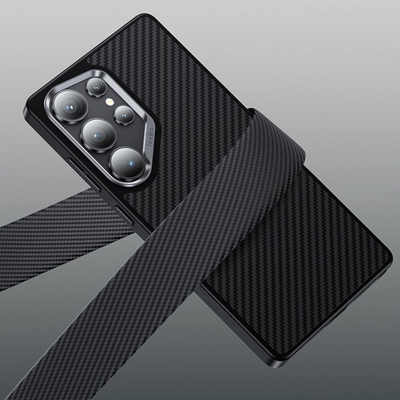 Carcasa BENKS Kevlar pentru Samsung Galaxy S25 Ultra, pentru MagSafe, Carbon Fiber, negru