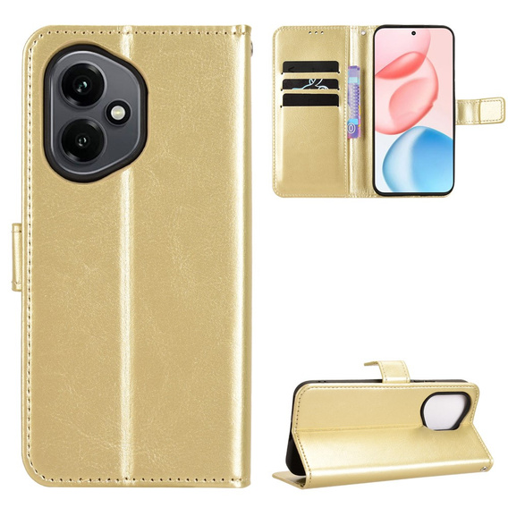 Cu clapetă pentru Honor 400 5G, Crazy Horse Wallet, de aur