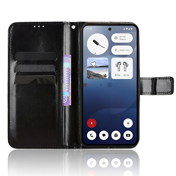 Cu clapetă pentru Nothing Phone 3 5G, Crazy Horse Wallet, negru