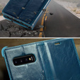 Carcasă flip CASEME pentru Samsung Galaxy S10+ Plus, Waxy Textured, albastru