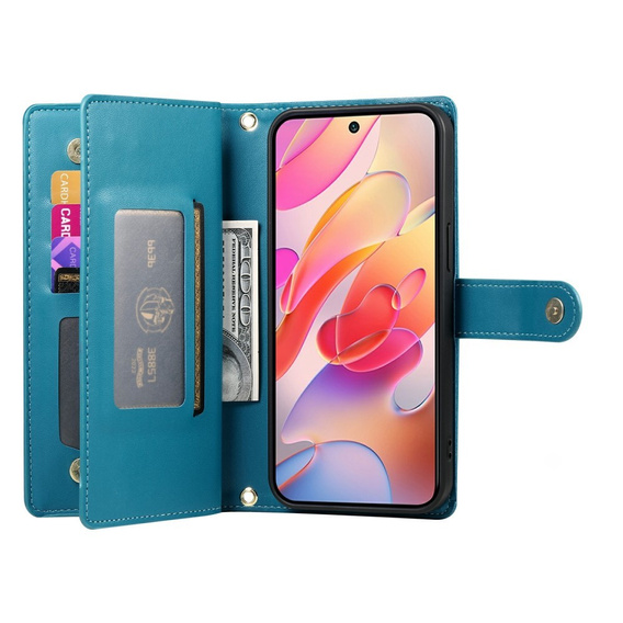 Cu clapetă pentru Samsung Galaxy A56 5G, Wallet Zipper Pocket, albastru