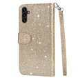 Cu clapetă pentru Samsung Galaxy A36 5G, Wallet Zipper Pocket Glittery, de aur