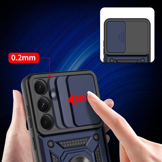 Carcasă blindată pentru Samsung Galaxy A26, CamShield Slide, albastru + sticlă călită 9H