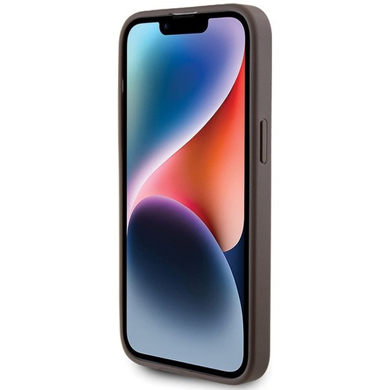 GUESS Huse pentru iPhone 15 Pro Max, 4G Metal Gold Logo, maro