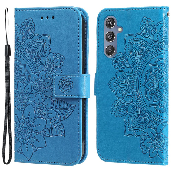 Cu clapetă pentru Samsung Galaxy M34 5G, Mandala Flower, albastru