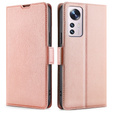 Cu clapetă pentru Xiaomi 12 Pro, Wallet, roz rose gold