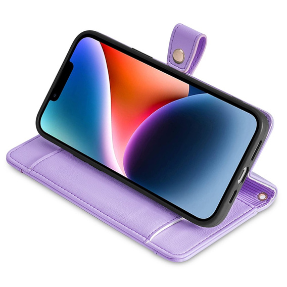 Cu clapetă pentru iPhone 15 Pro, Wallet Zipper Pocket, violet