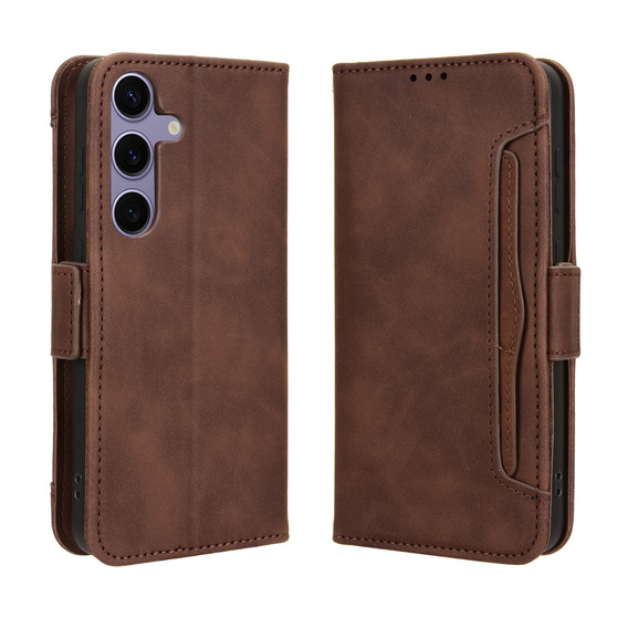Cu clapetă pentru Samsung Galaxy S25 FE, Card Slot, maro