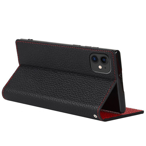 Husă din piele pentru iPhone 11, ERBORD Grain Leather, negru