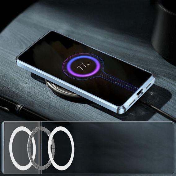 Carcasă de protecție pentru camera foto pentru Samsung Galaxy S21 FE 5G, CamShield MagSafe, transparent / albastru