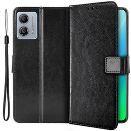 Cu clapetă pentru Motorola Moto G73 5G, Crazy Horse Wallet, negru