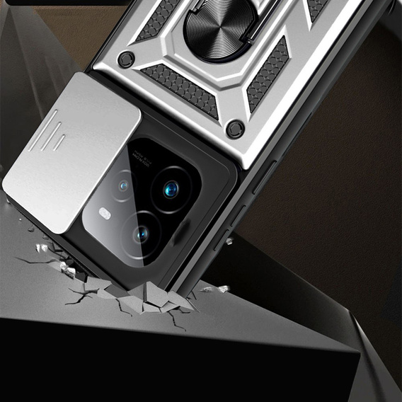 Husă blindată pentru Realme GT 7 Pro, CamShield Slide, de argint