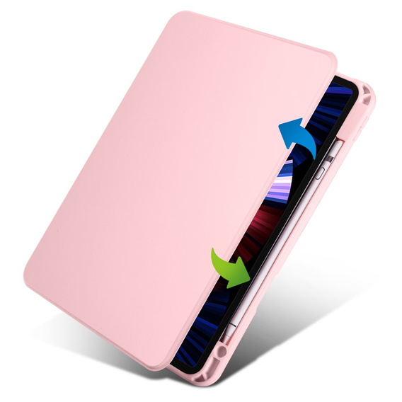 Husă pentru iPad Pro 11" 2022/2021/2020 (4/3/2 gen.), cu spațiu pentru stylus, rotativ la 360 °, roz