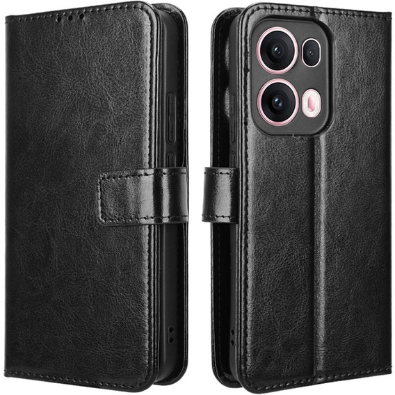 Cu clapetă pentru Oppo Reno 13 Pro, Crazy Horse Wallet, negru